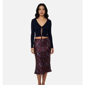 y2k Grunge Sheer Lace Tie Top Blue Violet Navy Long Sleeve Mesh 90s 00s Goth M L